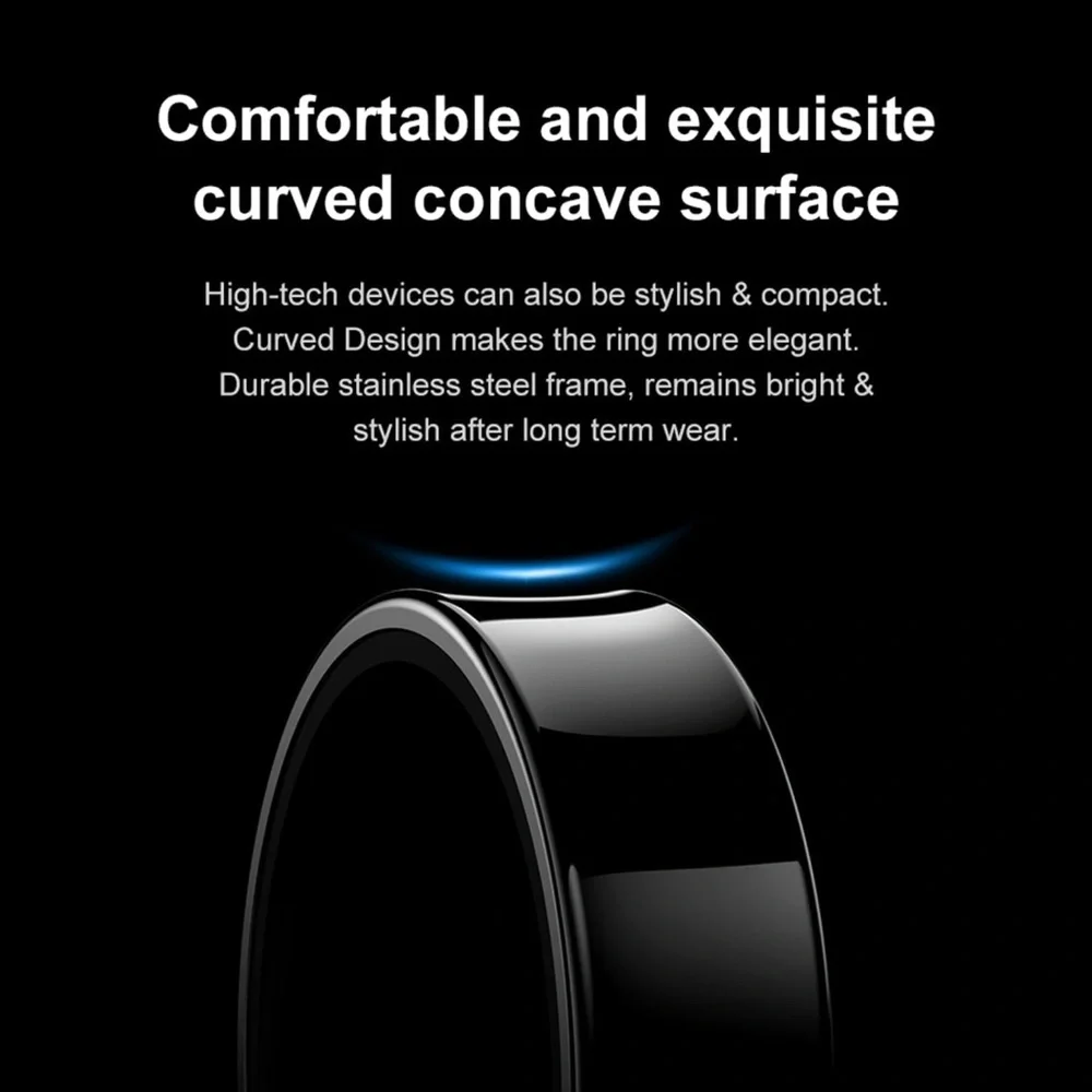 Fitness Ring Health Tracker Black Size 8